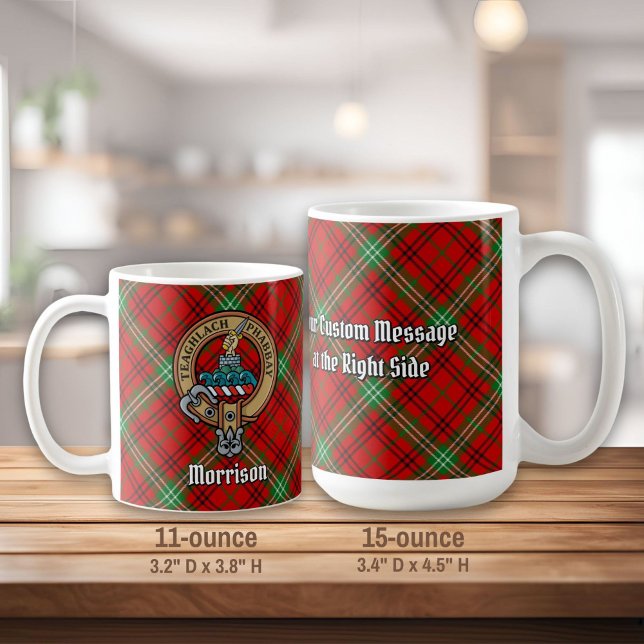 Clan Morrison Crest over Red Tartan Coffee Mug (Creator Uploaded)