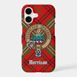 Clan Morrison Crest over Red Tartan iPhone Case