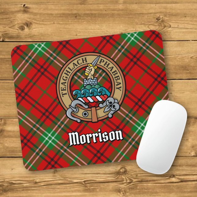 Clan Morrison Crest over Red Tartan Mouse Mat (Creator Uploaded)