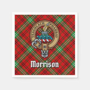 Clan Morrison Crest over Red Tartan Napkin