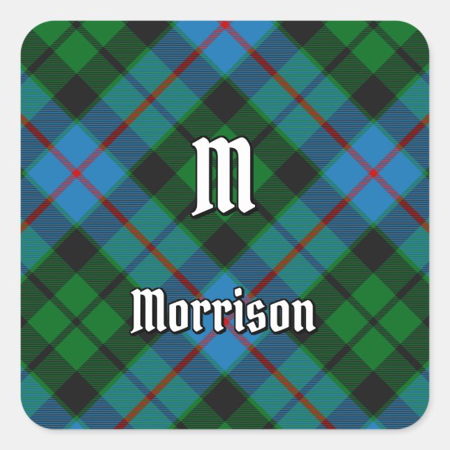 Clan Morrison Hunting Tartan Square Sticker (Front)