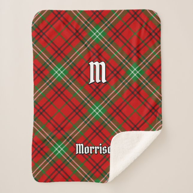 Clan Morrison Red Tartan Sherpa Blanket (Front)