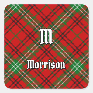 Clan Morrison Red Tartan Square Sticker