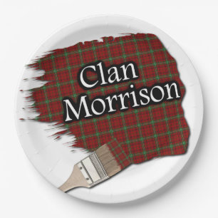 Clan Morrison Scottish Tartan Paint Brush Paper Plate