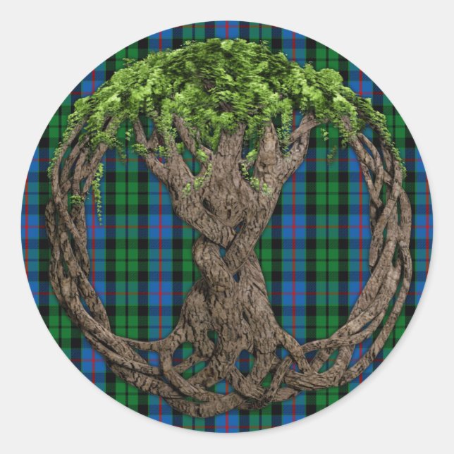 Clan Morrison Tartan And Celtic Tree Of Life Classic Round Sticker (Front)