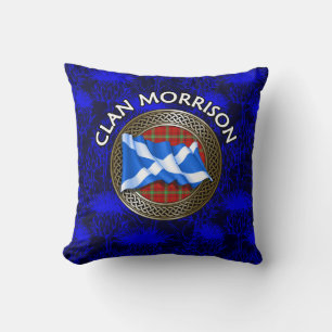 Clan Morrison Tartan Knot & Flag Cushion