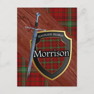 Clan Morrison Tartan Sword & Shield Postcard