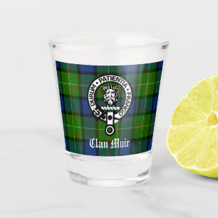 Clan Muir Crest Badge and Tartan Shot Glass