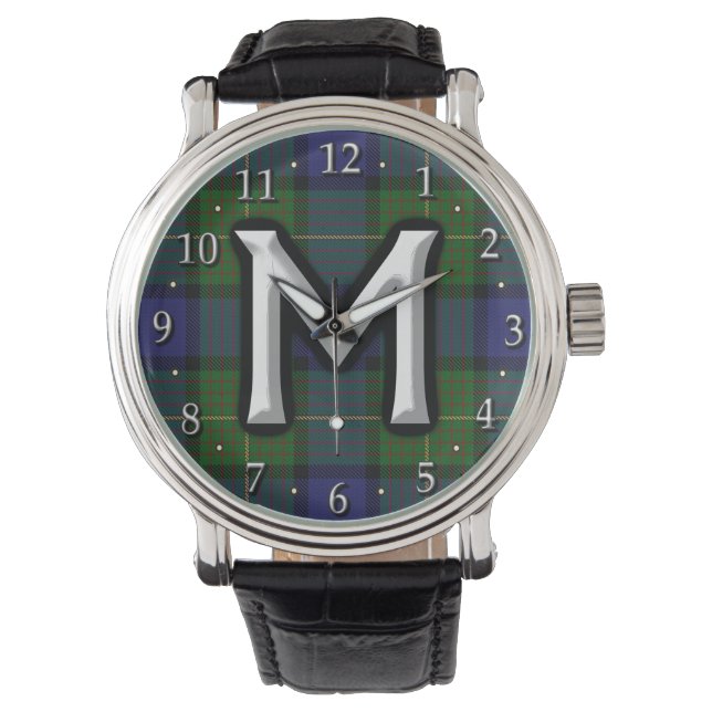 Clan Muir Letter M Monogram Tartan Watch (Front)