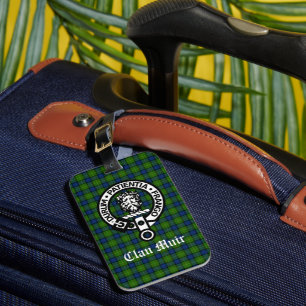 Clan Muir or More Crest Badge & Tartan Luggage Tag