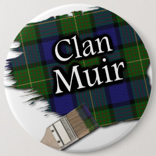 Clan Muir Tartan Paint Brush 6 Cm Round Badge