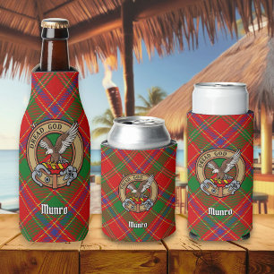Clan Munro Crest over Tartan Bottle Cooler