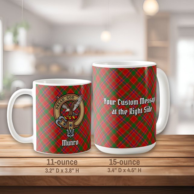 Clan Munro Crest over Tartan Coffee Mug (Creator Uploaded)