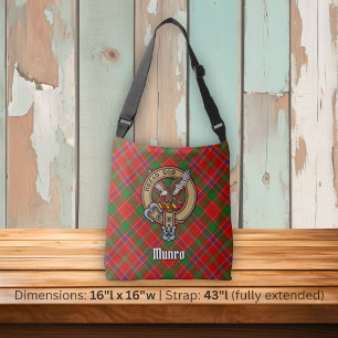 Clan Munro Crest over Tartan Crossbody Bag