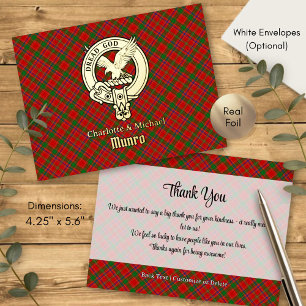 Clan Munro Crest over Tartan Foil Invitation Postcard