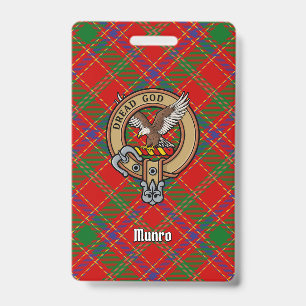 Clan Munro Crest over Tartan ID Badge