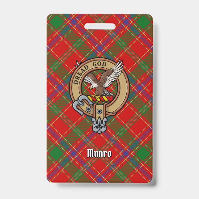 Clan Munro Crest over Tartan ID Badge (Front)