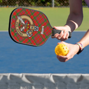 Clan Munro Crest over Tartan Pickleball Paddle