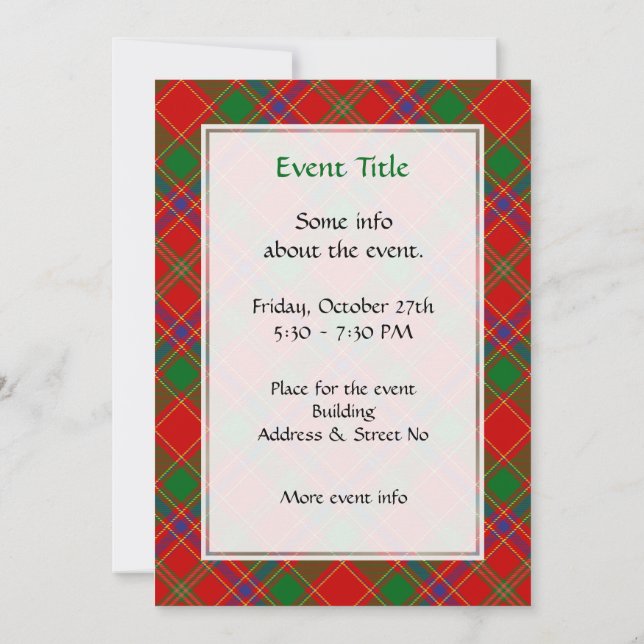 Clan Munro Tartan Invitation (Back)