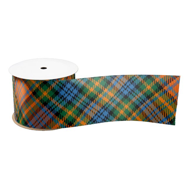 Clan Murray Plaid Tartan Orange Blue Green Check Satin Ribbon (Spool)