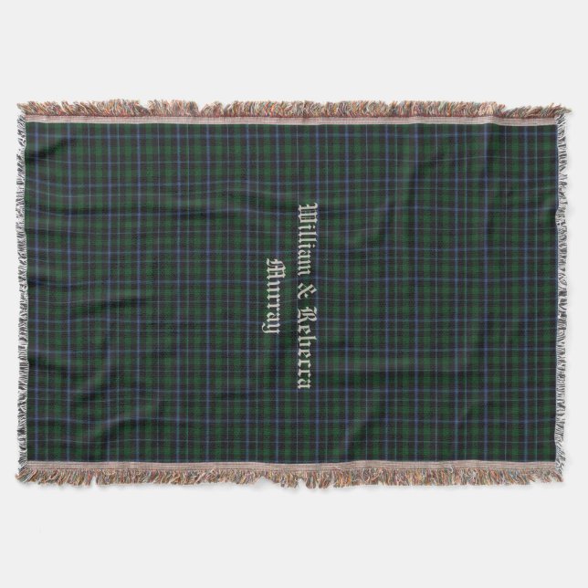 Clan Murray Tartan Plaid Custom Throw Blanket (Front)