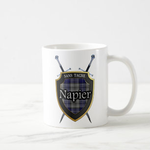 Clan Napier Tartan Shield and Swords Coffee Mug