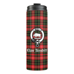 Clan Nesbitt Crest Badge & Tartan Personalised Thermal Tumbler