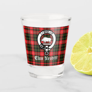 Clan Nesbitt Crest Badge & Tartan Shot Glass