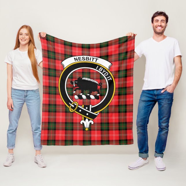 Clan Nesbitt Tartan Plaid Fleece Blanket (In Situ)