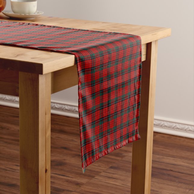 Clan Nicolson Red and Black Scottish Tartan Short Table Runner (In Situ)