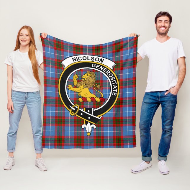 Clan Nicolson Tartan Plaid Fleece Blanket (In Situ)