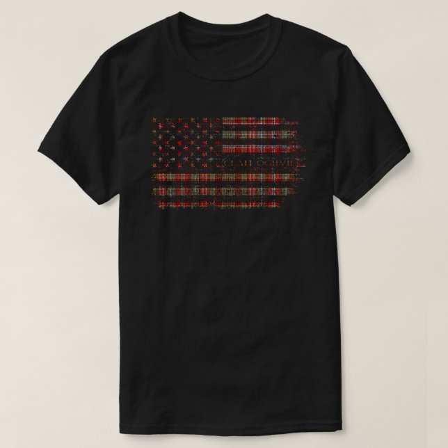 Clan Ogilvie of Airlie Scottish tartan US flag kil T-Shirt (Design Front)