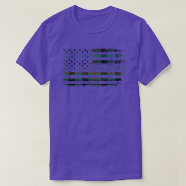 Clan Ogilvie of Inverarity Scottish tartan US flag T-Shirt (Design Front)