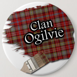 Clan Ogilvie Tartan Paint Brush 6 Cm Round Badge