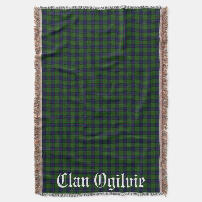 Clan Ogilvie Tartan Plaid Throw Blanket (Front Vertical)