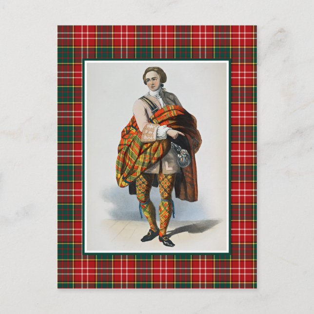 Clan Ogilvie Vintage Illustration Tartan Frame Postcard (Front)