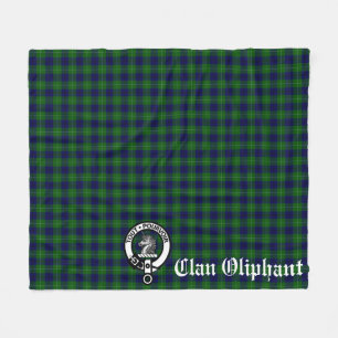 Clan Oliphant Crest Badge and Tartan Fleece Blanket