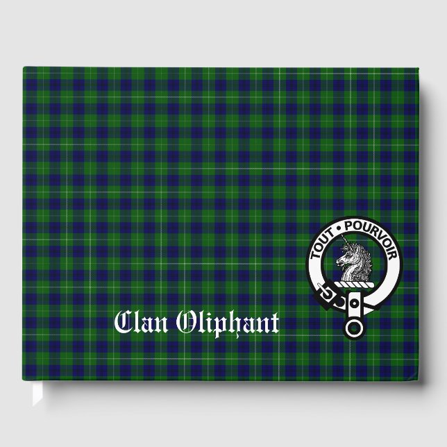 Clan Oliphant Crest Badge & Tartan Guest Book (Front)