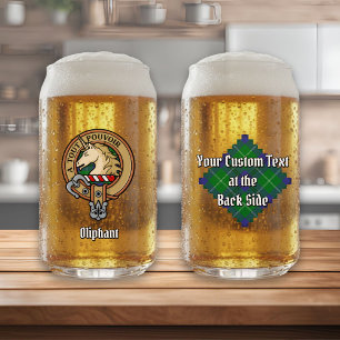 Clan Oliphant Crest over Tartan Can Glass