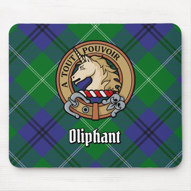 Clan Oliphant Crest over Tartan Mouse Mat (Front)