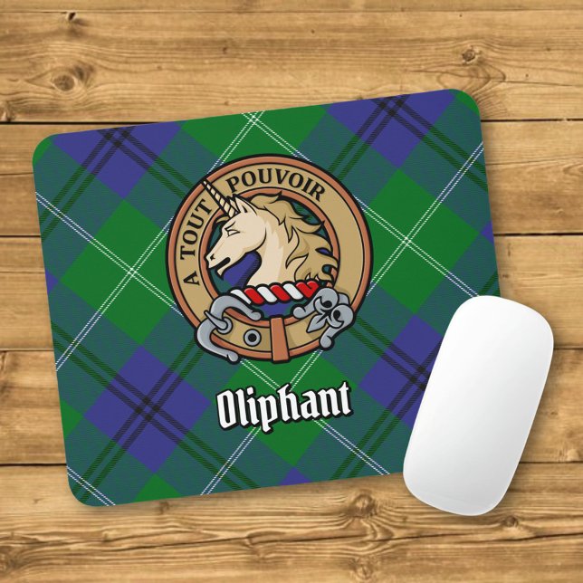 Clan Oliphant Crest over Tartan Mouse Mat (Creator Uploaded)