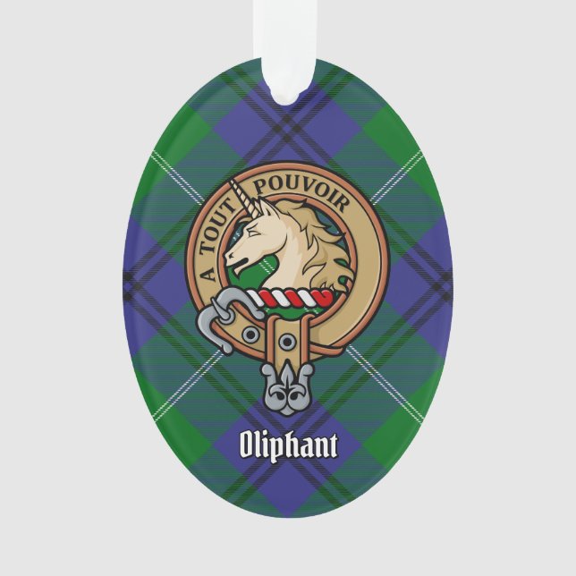 Clan Oliphant Crest over Tartan Ornament (Front)