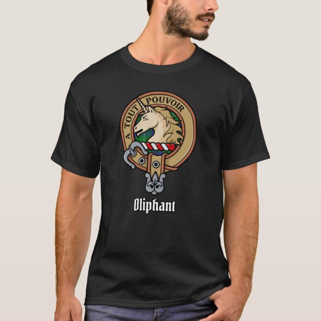 Clan Oliphant Crest over Tartan T-Shirt (Front)