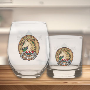 Clan Oliphant Crest over Tartan Whiskey Glass
