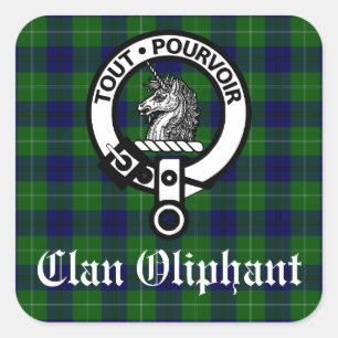 Clan Oliphant Crest & Tartan Square Sticker