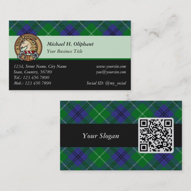 Clan Oliphant Tartan Business Card (Front/Back)