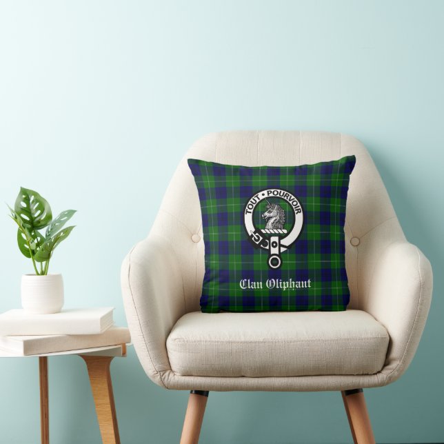 Clan Oliphant Tartan & Crest Badge Cushion (Chair)