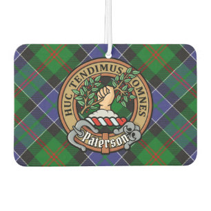 Clan Paterson Crest over Tartan Car Air Freshener
