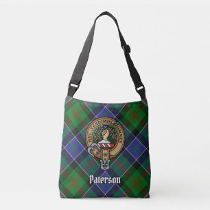 Clan Paterson Crest over Tartan Crossbody Bag