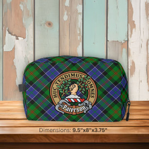 Clan Paterson Crest over Tartan Dopp Kit